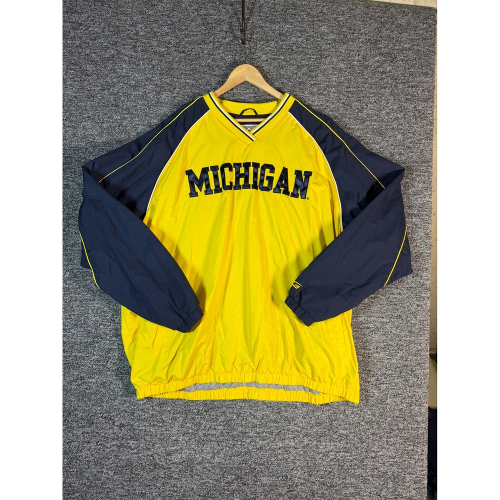 58 Sports Michigan Wolverines V-Neck Windbreaker Pullover Yellow Navy 3XL